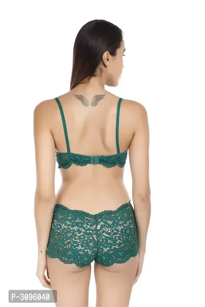Stylish Green Lace Bra  Panty Set-thumb5