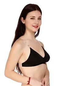 Stylish Black Cotton Blend  Solid Bra For Women-thumb1