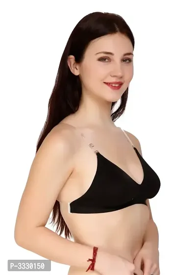 Stylish Black Cotton Blend  Solid Bra For Women-thumb2