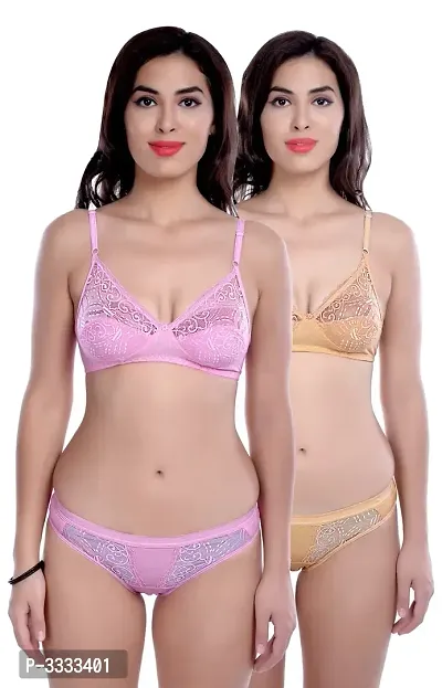 Floral Lace bra  panty set Combo Set-thumb0