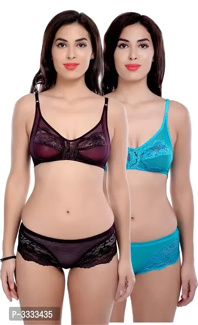 Floral Lace bra  panty set Combo Set-thumb0