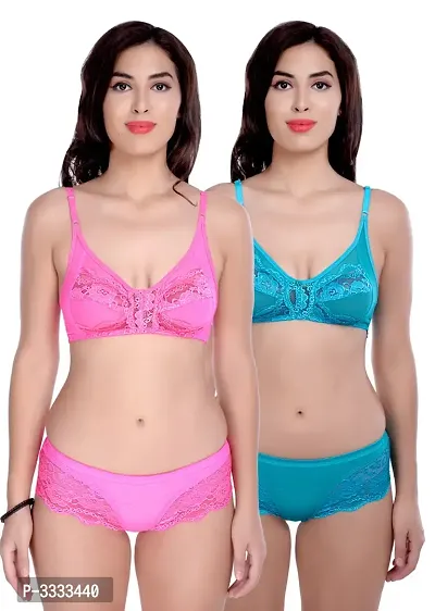 Floral Lace bra  panty set Combo Set-thumb0