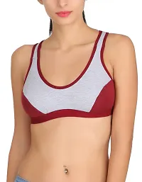 Maroon  Cotton Spandex  Sports Bras-thumb1