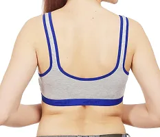 Blue  Cotton Spandex  Sports Bras-thumb3