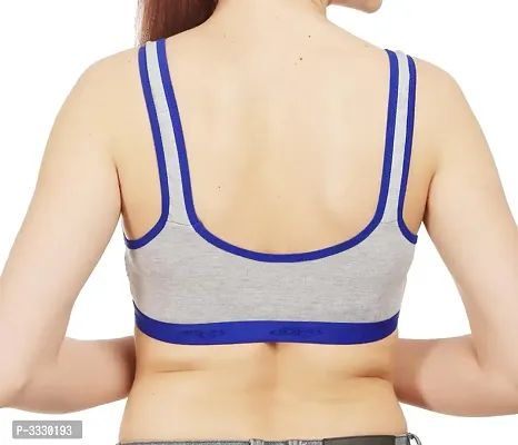 Blue  Cotton Spandex  Sports Bras-thumb4