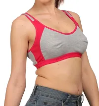 Pink  Cotton Spandex  Sports Bras-thumb1