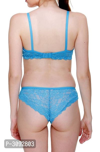 Blue Nylon Bra  Panty Set-thumb4