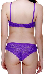 Purple Nylon Bra  Panty Set-thumb3