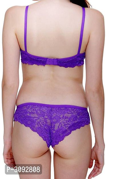 Purple Nylon Bra  Panty Set-thumb4