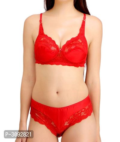 Red Nylon Bra  Panty Set-thumb0