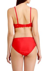 Red Nylon Bra  Panty Set-thumb3