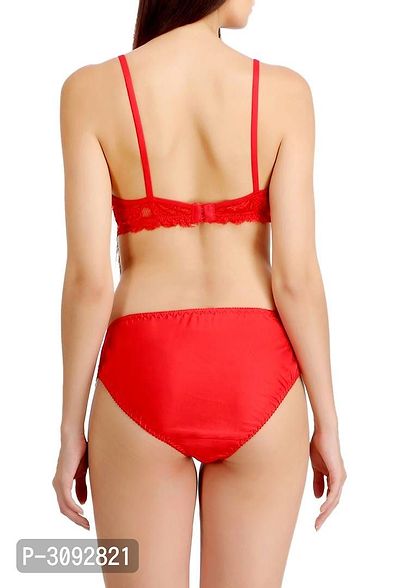 Red Nylon Bra  Panty Set-thumb4