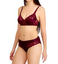 Maroon Nylon Bra  Panty Set-thumb2