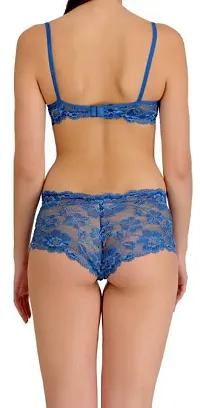 Stylish Blue Lace Bra  Panty Set-thumb3