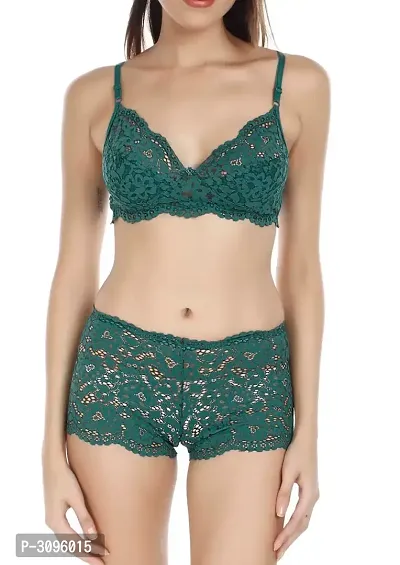 Green Lace Embroidered Lingerie Sets For Women-thumb0
