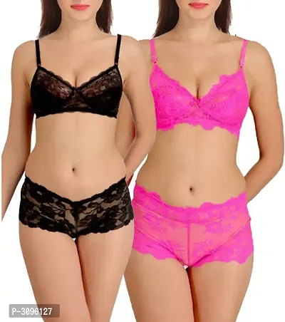 Multicoloured Lace Embroidered Lingerie Sets For Women-thumb0