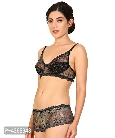 Comfortable Net Floral Print Bra Panty Set for Lingerie Set-thumb3