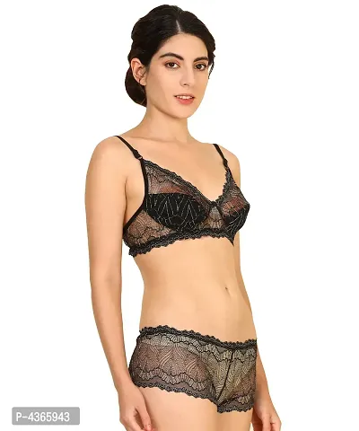 Comfortable Net Floral Print Bra Panty Set for Lingerie Set-thumb2