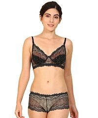 Comfortable Net Floral Print Bra Panty Set for Lingerie Set-thumb4