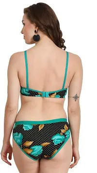 Elegant Blue Cotton Printed Bra with Panty Set For Women-thumb3