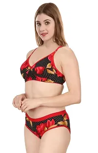 Elegant Cotton Printed Bra with Panty Set For Women(Pack Of 2,  Red, Purple)-thumb2