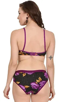 Elegant Cotton Printed Bra with Panty Set For Women(Pack Of 2,  Red, Purple)-thumb3