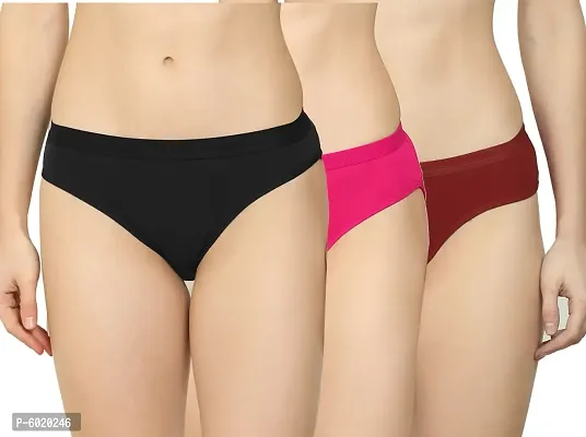Women Cotton Silk Hipster Multicolor Panties Combo - Cotton (Pack Of 3) (Color : Black,Pink,Maroon) (Pattern : Solid)