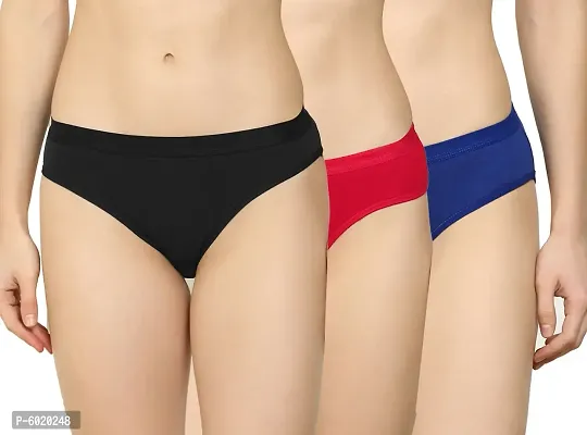 Women Cotton Silk Hipster Multicolor Panties Combo - Cotton (Pack Of 3) (Color : Black,Red,Blue) (Pattern : Solid)-thumb0
