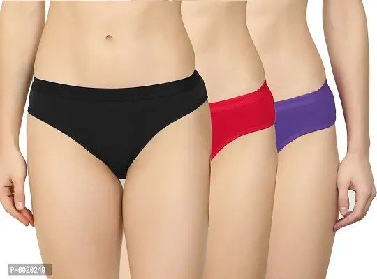 Women Cotton Silk Hipster Multicolor Panties Combo - Cotton (Pack Of 3) (Color : Black,Red,Purple) (Pattern : Solid)