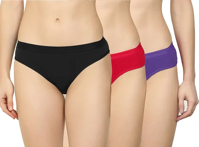 Cotton Solid Hipster Brief/Panty Pack Of 3