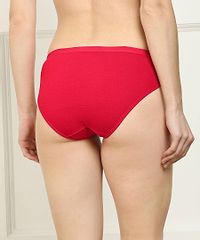 Fancy Red Cotton Solid Briefs For Women-thumb2