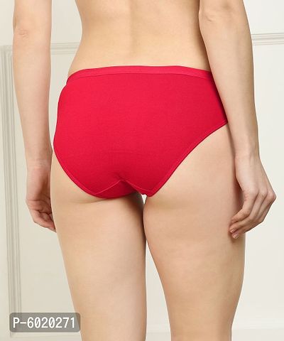 Fancy Red Cotton Solid Briefs For Women-thumb3