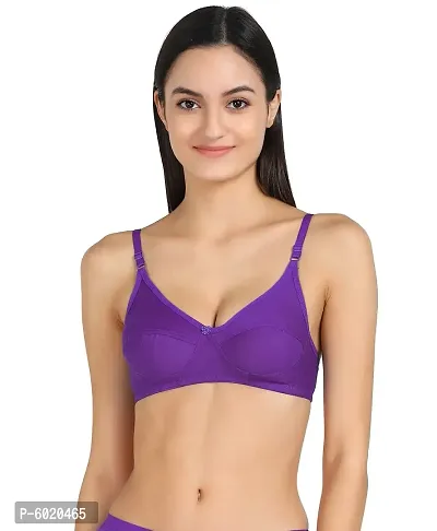 Women Cotton Non Padded Non-Wired Bra (Pack Of 2) (Color : Purple, Pink)-thumb5