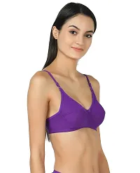 Women Cotton Non Padded Non-Wired Bra (Pack Of 2) (Color : Purple, Pink)-thumb1