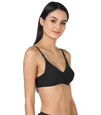 Women Cotton Non Padded Non-Wired Bra (Pack Of 2) (Color : Black, Pink)-thumb1