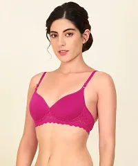 Women Cotton Non Padded Non-Wired Bra (Pack Of 2) (Color : Pink, Maroon)-thumb2