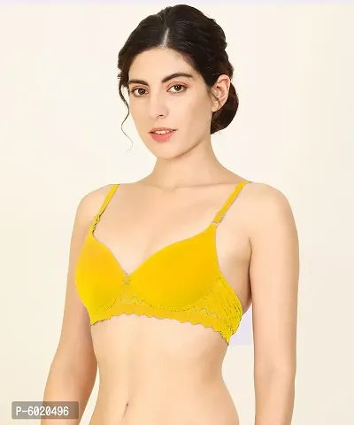 Women Cotton Non Padded Non-Wired Bra (Pack Of 2) (Color : Yellow, Pink)-thumb3