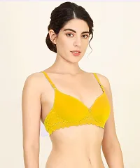 Women Cotton Non Padded Non-Wired Bra (Pack Of 2) (Color : Yellow, Pink)-thumb1