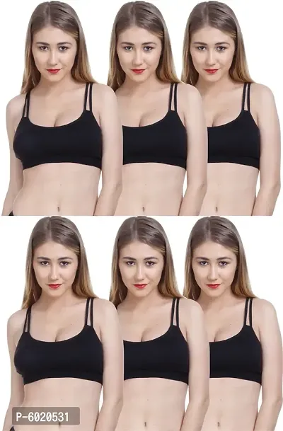 Women Cotton Non Padded Non-Wired Bra (Pack Of 6) (Color : Black,Black,Black,Black,Black,Black)-thumb0