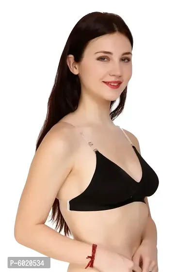 Women Cotton Non Padded Non-Wired Bra (Pack Of 3) (Color : Black,Black,Black)-thumb3