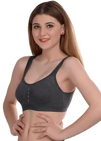 Women Cotton Non Padded Non-Wired Bra (Pack Of 2) (Color : Grey, Purple)-thumb2