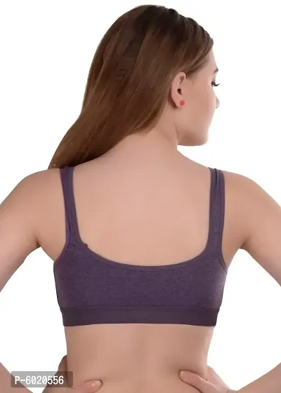 Women Cotton Non Padded Non-Wired Bra (Pack Of 2) (Color : Grey, Purple)-thumb4