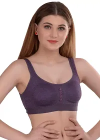 Women Cotton Non Padded Non-Wired Bra (Pack Of 2) (Color : Purple, White)-thumb1
