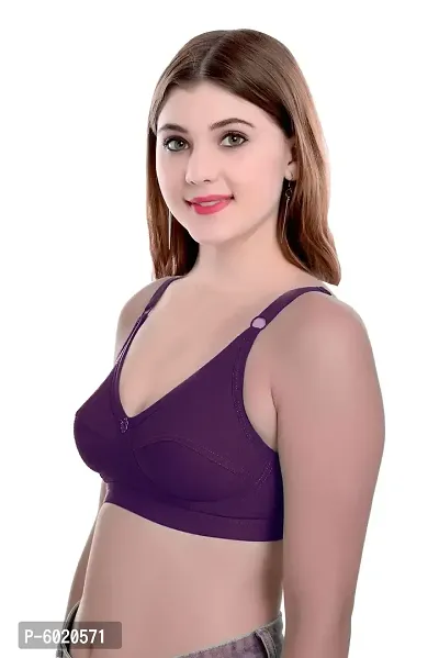 Women Cotton Non Padded Non-Wired Bra (Pack Of 1) (Color : Purple)-thumb2