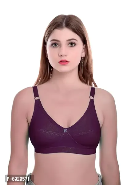 Women Cotton Non Padded Non-Wired Bra (Pack Of 1) (Color : Purple)-thumb0