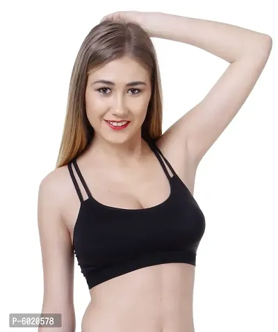 Women Cotton Non Padded Non-Wired Bra (Pack Of 2) (Color : Black, Black)-thumb4
