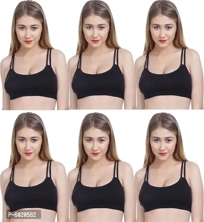 Women Cotton Non Padded Non-Wired Bra (Pack Of 6) (Color : Black,Black,Black,Black,Black,Black)