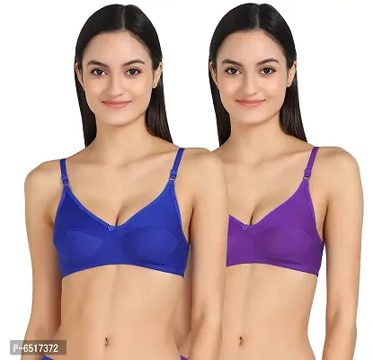 Elegant Cotton Self Design Non Padded Bras For Women- Pack Of 2-thumb0