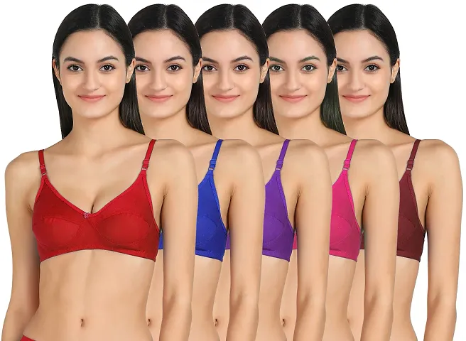 Stylish Fancy Designer Solid Non Padded Bras For Women Pack Of 5