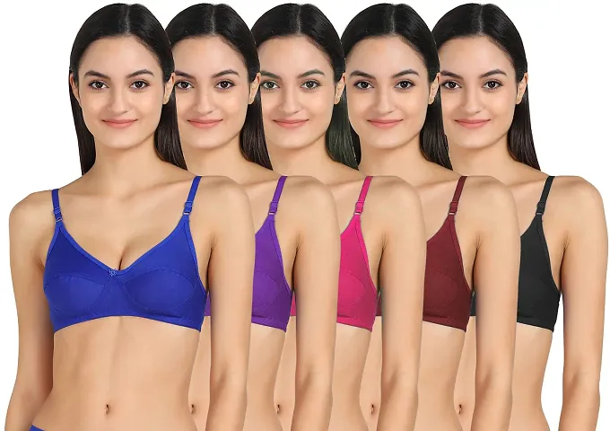 Stylish Fancy Designer Solid Non Padded Bras For Women Pack Of 5